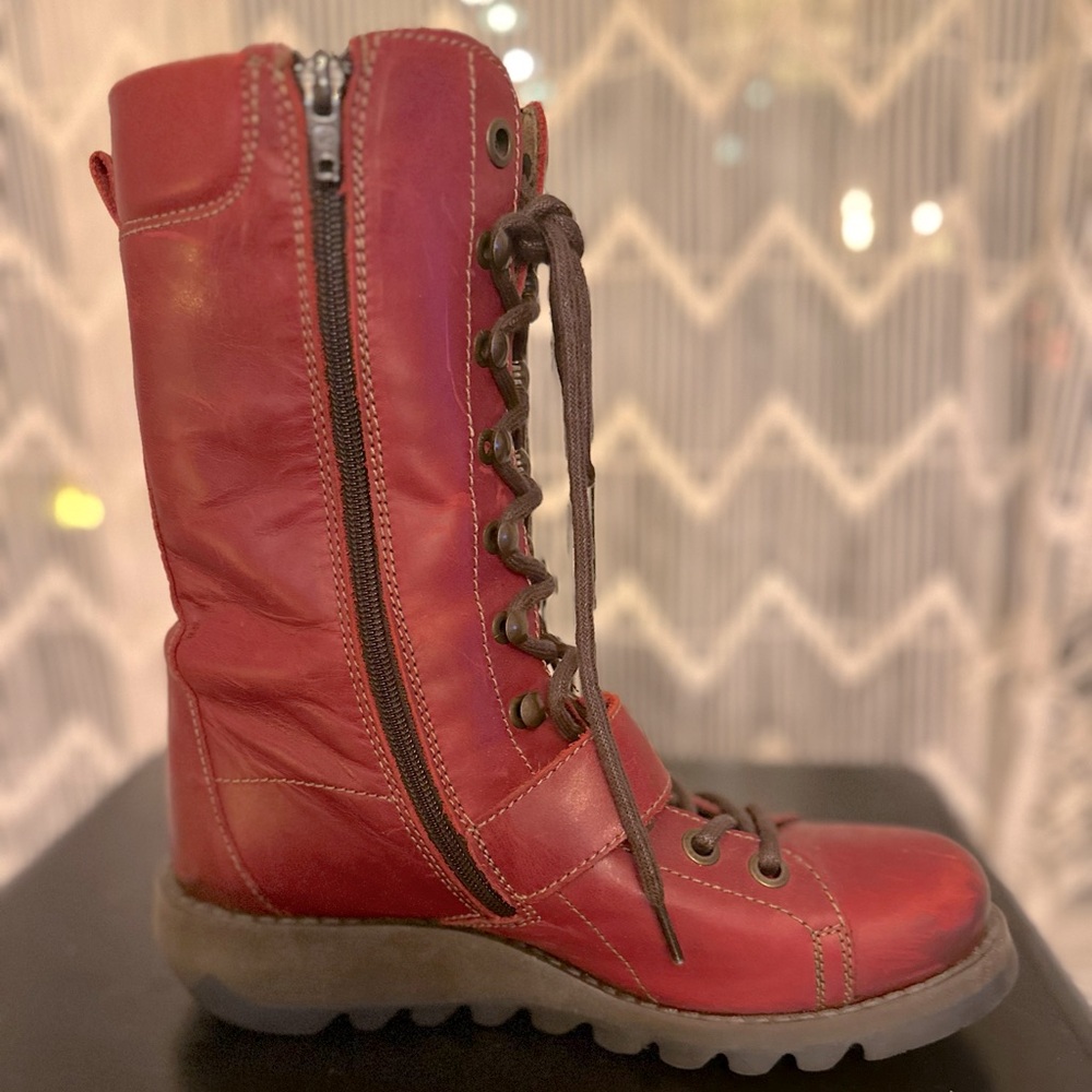 Red Leather Women's Boots